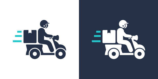 Bike courier icon. Solid icon vector illustration. For website design, logo, app, template, ui, etc. Bike courier icon. Solid icon vector illustration. For website design, logo, app, template, ui, etc. super bike stock illustrations
