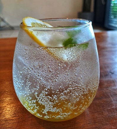A Glass of Lemon Flavored Sparkling Water