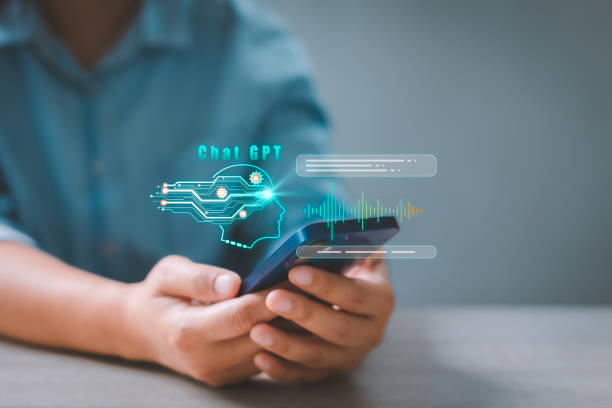 istock Pointing finger on smartphone digital AI chatbot communicate and interact helping business. Robot application, conversation assistant, digital chatbot virtual screen. Artificial intelligence system. 1474988525