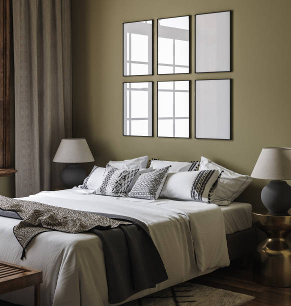 istock Mockup frame in modern bedroom interior background 1474990066