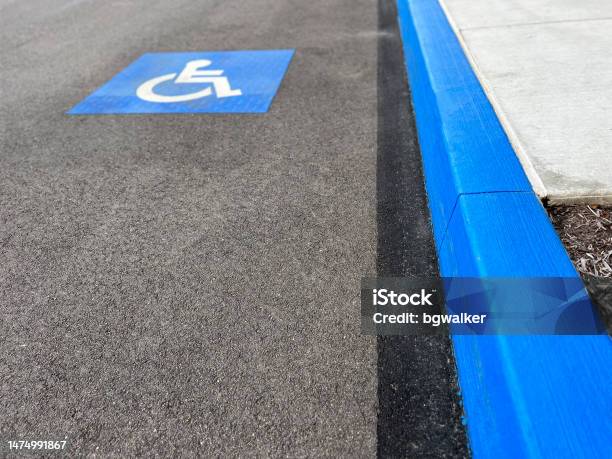 Handicapped Parking Space Ada Stock Photo - Download Image Now - Americans with Disabilities Act, International Symbol Of Access, Road Marking