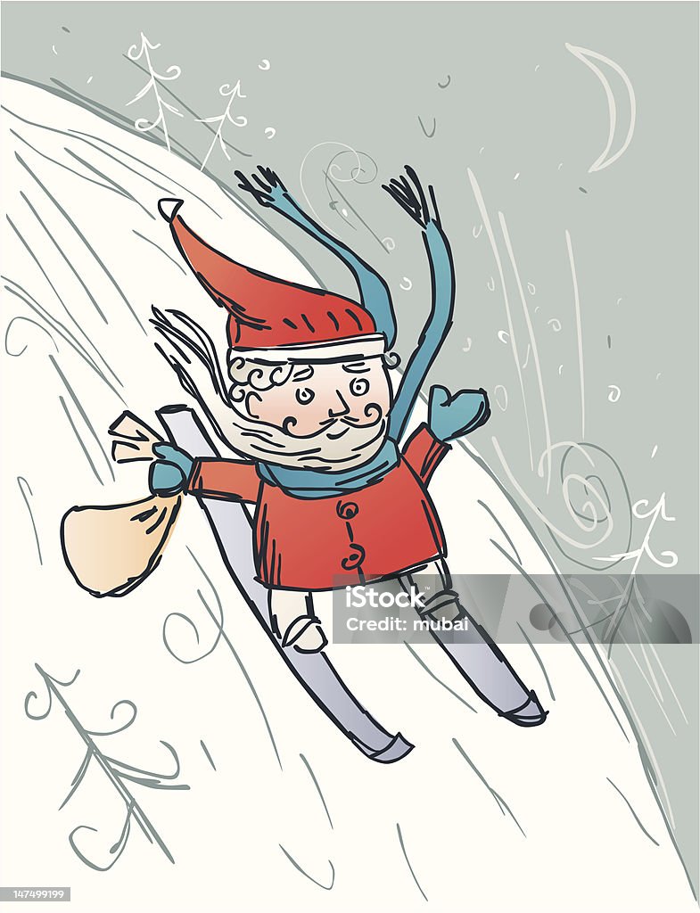 サンタクロースのスキー - アルペンスキーのロイヤリティフリーベクトルアート