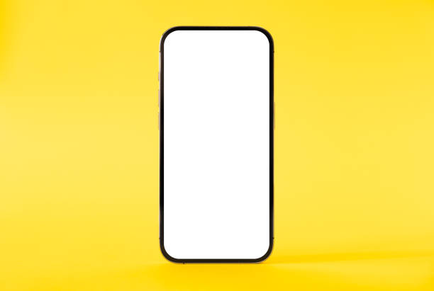 istock Mobile phone mockup on yellow background 1474993833