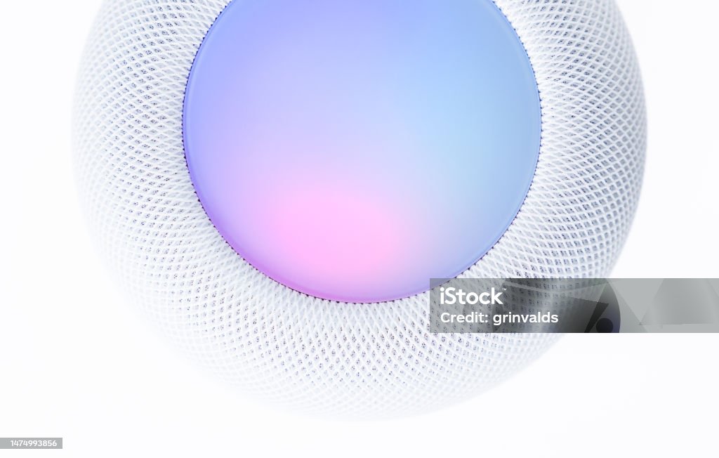 Colorful modern music speaker on white background Above Stock Photo