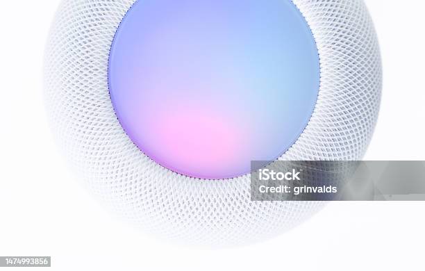 Colorful Modern Music Speaker On White Background Stock Photo - Download Image Now - Above, Achievement, Artificial
