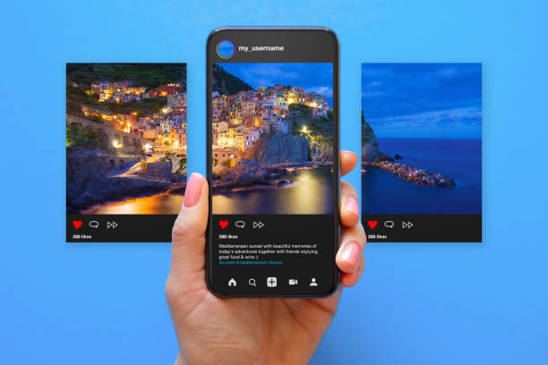 Mockup for multiple photos post on sample social media app