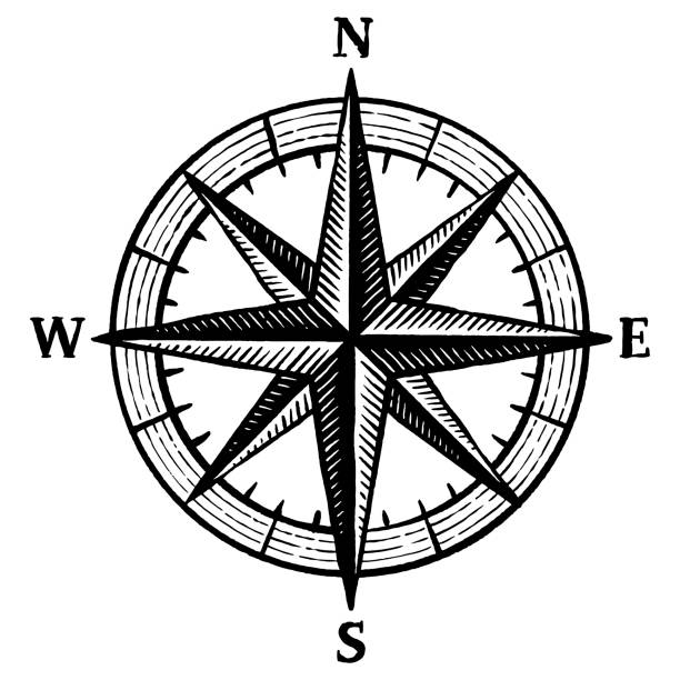 векторный рисунок компасной розы - compass rose stock illustrations