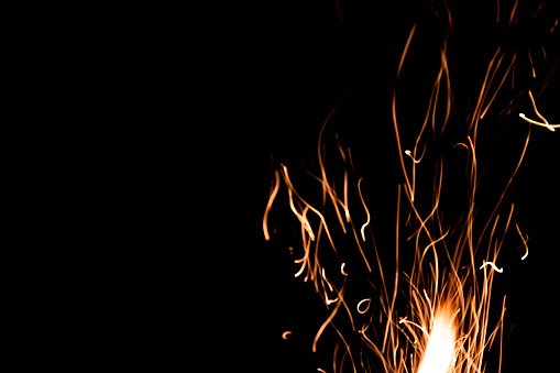 Blazing flame isolated on black background