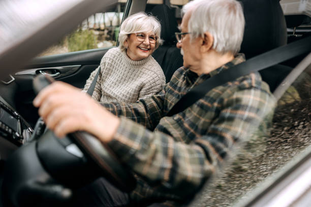 Senior couple on a road trip