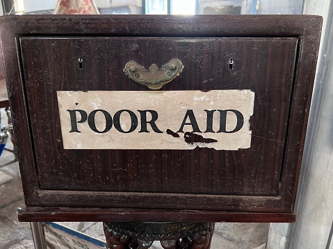 Wooden Donation box for the poor and needy