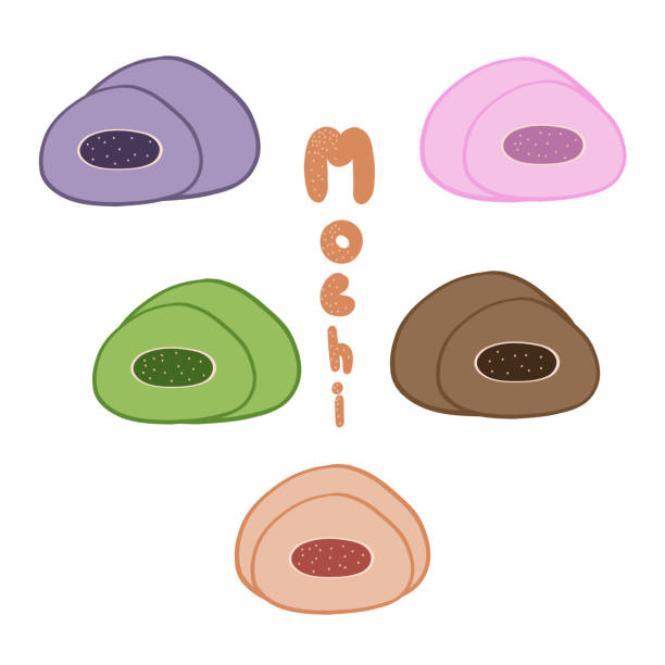 Mochi Japanese sweets hand drawn set Mochi Japanese sweets hand drawn set . Vector illustration mochi cherry blossom cake stock illustrations