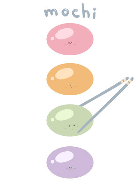Cartoon mochi set hand drawn vector Cartoon mochi set hand drawn vector. Vector illustration mochi cherry blossom cake stock illustrations