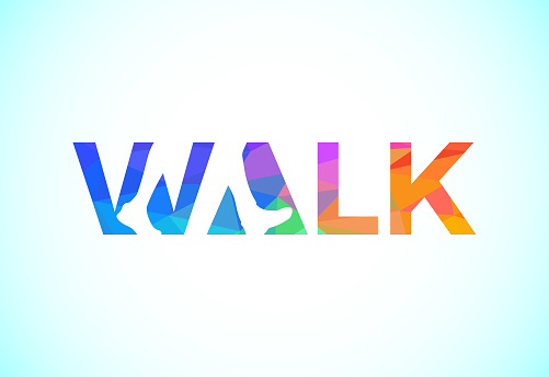 Low poly style walk logo sign symbol, Foot Logo, word mark logo