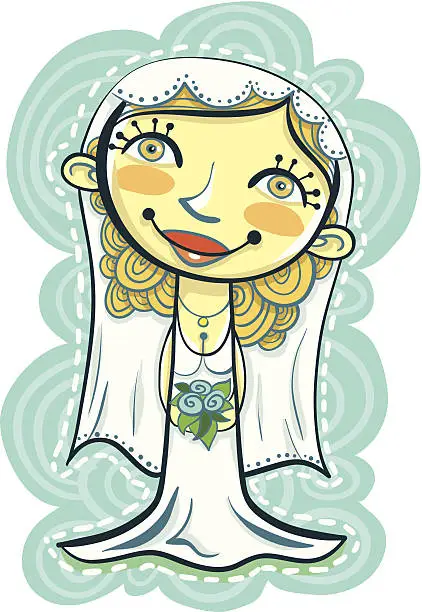 Vector illustration of Blusing Bride