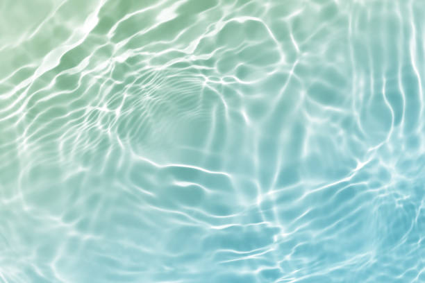 抽象的な緑の青い水の波、自然な渦巻き模様のテクスチャー、背景写真