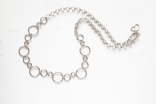 Silver chain belt for woman dress, clothes accessories