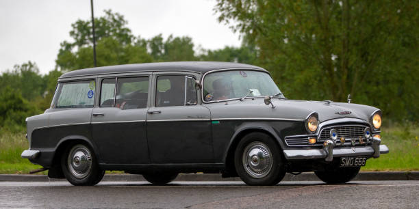 Stony Stratford, Bucks, UK. June 5th 2022. 1959 Humber Super Snipe estate car in the rain