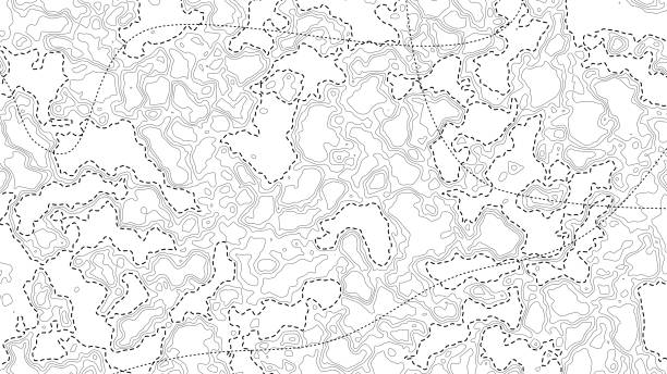 ilustrações de stock, clip art, desenhos animados e ícones de abstract topography background from curved dotted and solid lines. geography world. vector topo contour map. topographic terrain. - relief map topography extreme terrain mountain