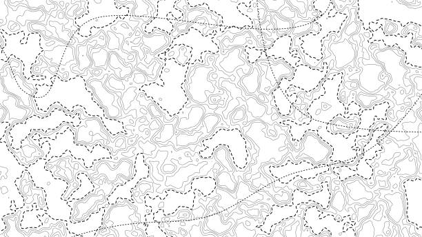 Abstract topography background from curved dotted and solid lines. Geography world. Vector topo contour map. Topographic terrain. Abstract topography background from curved dotted and solid lines. Geography world. Vector topo contour map. White topographic terrain. topology stock illustrations