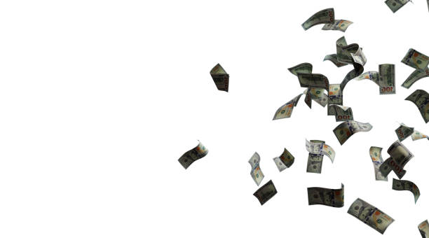 istock Money rain, dollar banknotes fly. Isolated on white background 1475009001