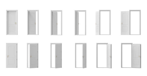 istock Door collection open and close on white background 1475009120