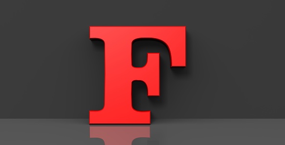 F letter red sign capital letter 3d rendering graphic illustration