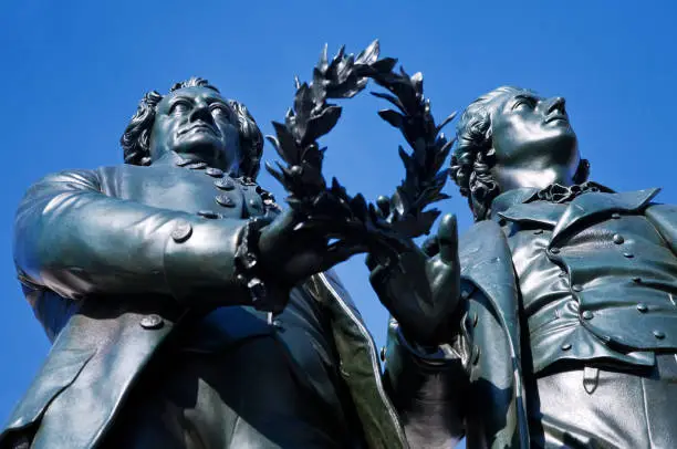 Goethe and Schiller monument was designed by Ernst Rietschel in 1857