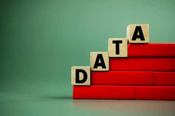 Data word written on wood block and placed on red wood block with copy space, data is the important a protect. Data is an investment decision. Data is essential in learning or business