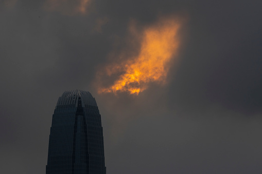 2023 Mar 22,Hong Kong.sunset with beautiful sky at hong kong.