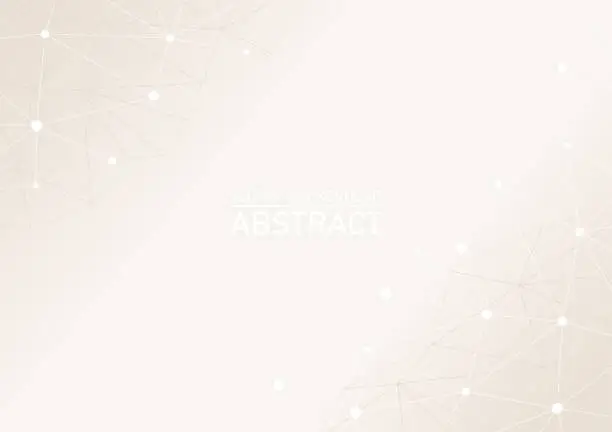 Vector illustration of Abstract polygon connecting dots and lines background beige gradient color and text space, geometric template for website, wallpaper, poster