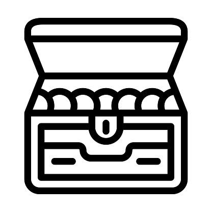 Treasure Chest Vector Thick Line Icon For Personal And Commercial Use.