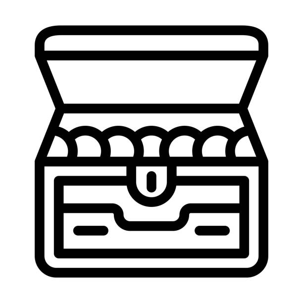 treasure chest vector thick line icon for personal and commercial use. - chest 幅插畫檔、美工圖案、卡通及圖標