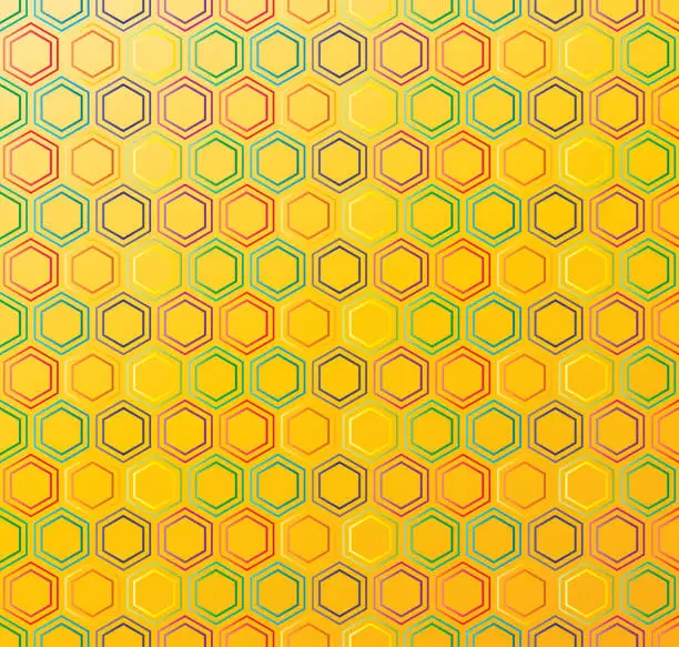 Vector illustration of Metallic Hexagon Pattern Abstract Background.