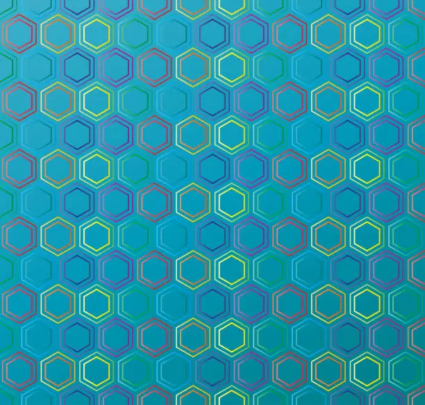 Vector illustration of Metallic Hexagon Pattern Abstract Background.
