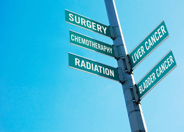 Road signs with Cancer concept Road signs with Cancer types and treatment ideas bladder cancer stock pictures, royalty-free photos & images