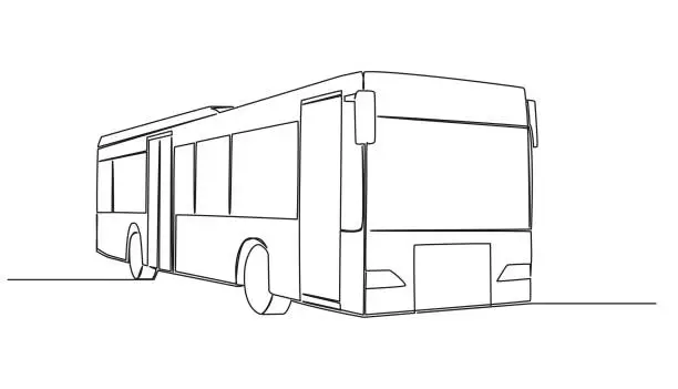 Vector illustration of continuous single line drawing of public bus