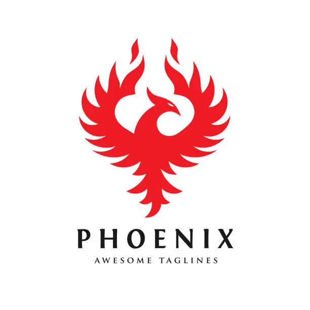 Vector illustration of flying phoenix bird symbol