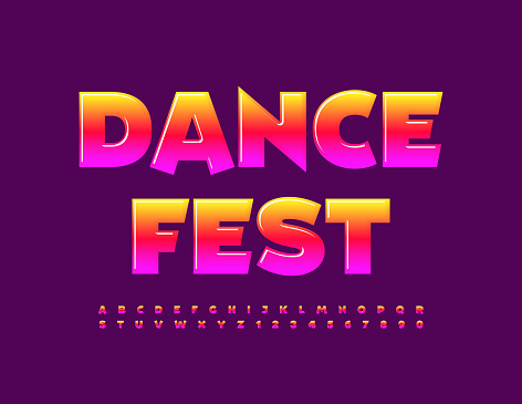 istock Vector bright Poster Dance Fest. Artistic set of Alphabet Letters and Numbers 1475048964