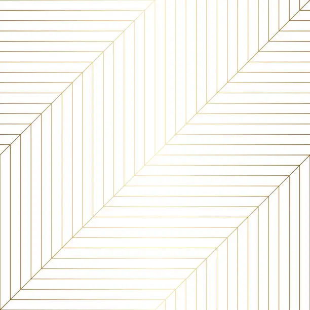 Vector illustration of Geometric golden seamless pattern white color background. Zig zag graphic print. Vector line texture. Modern swatch wrapping paper. Stylish repeating trellis line grid. Trendy hipster sacred geometry