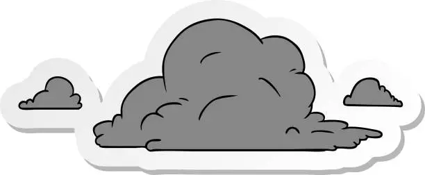 Vector illustration of hand drawn sticker cartoon doodle of white large clouds