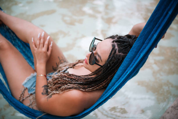Woman enjoying the tropical weather