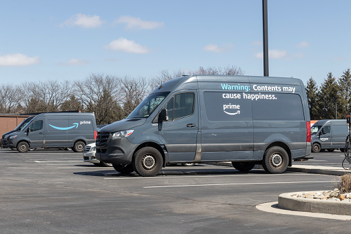 Indianapolis - Circa March 2023: Amazon Prime delivery van. Amazon.com is getting In the delivery business With Prime branded vans.