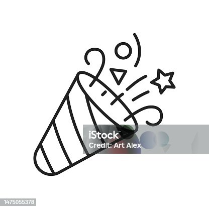 istock Party popper icon. High quality black vector illustration. 1475055378