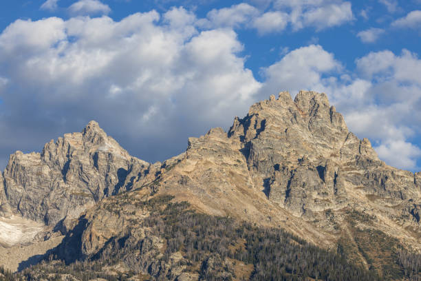 a scenic landscape of the teton range in wyoming in autumn