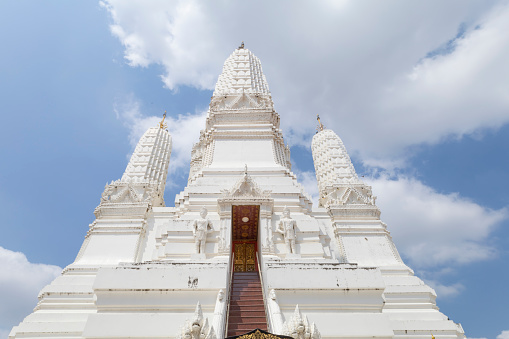 The Wat Mahathat Worawihan temple in the city of Phetchaburi or Phetburi in the Thailand wat