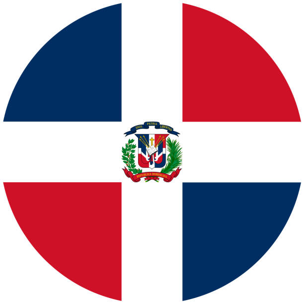 ilustrações, clipart, desenhos animados e ícones de botão da bandeira da república dominicana no fundo branco - dominican flag