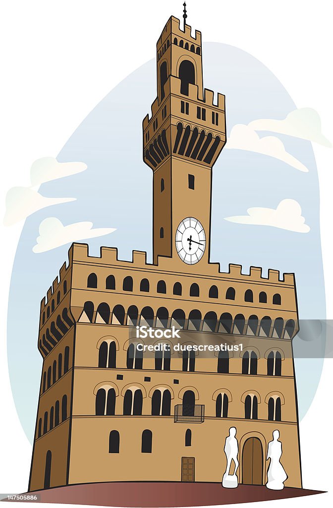 Palazzo Vecchio z Florence, Włochy - Grafika wektorowa royalty-free (Bez ludzi)