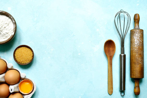 istock Culinary background with ingredients and props for baking. Top view with copy space. 1475061715
