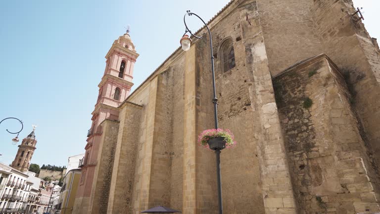 City center of Antequera - Spain. Stabilized static video. Empty street, no people.