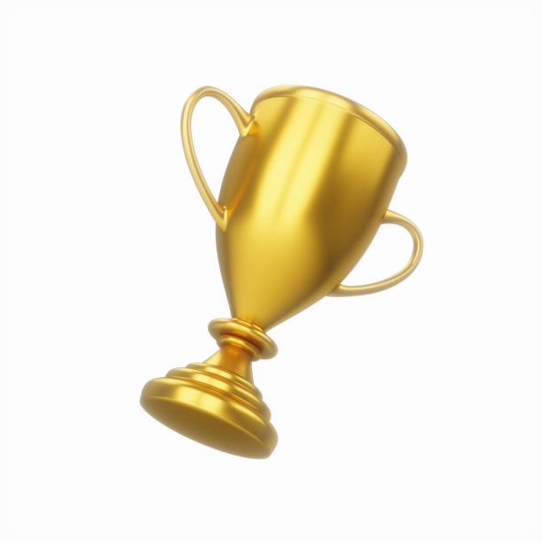 istock 3D Rendering Golden Award Trophy Cup isolated on white background 1475066793